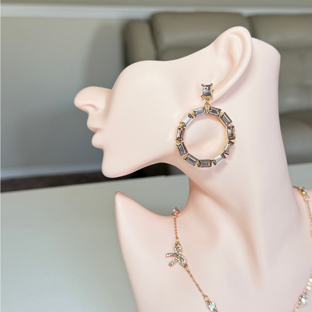 Gold Statement Earrings with Crystals